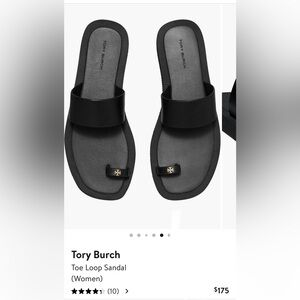 New Tory Burch Toe ring loop sandals, black/ gold, leather sz 7, retail $175+